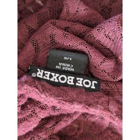 Joe Boxer Burgundy Lace Sheer Crop Top Size Large Whimsigoth Grunge Romantic - Picture 9 of 9